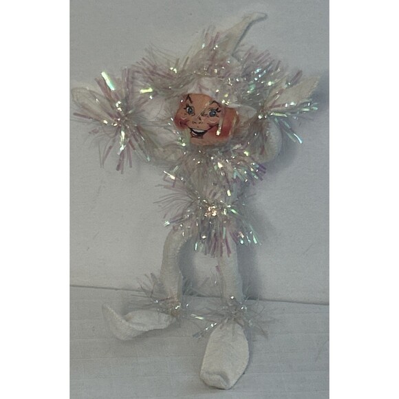Vtg Annalee Christmas Tinsel Elf '93 signed 8” Poseable Mischievous Shelf Sitter - Picture 1 of 5